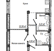 2-к. квартира, 69&nbsp;м²