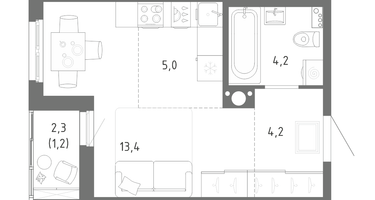 Студия, 28&nbsp;м²