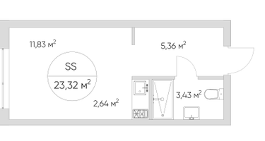 Студия, 23&nbsp;м²