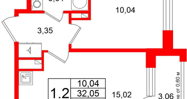 1-к. квартира, 32 м²