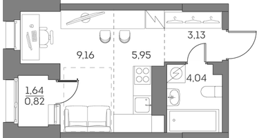 Студия, 23&nbsp;м²
