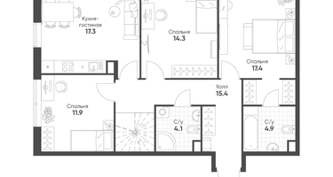 3-к. квартира, 85&nbsp;м²