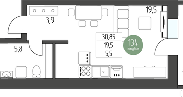 Студия, 30&nbsp;м²