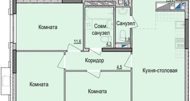 3-к. квартира, 71&nbsp;м²