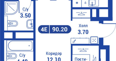 4-к. квартира, 88&nbsp;м²