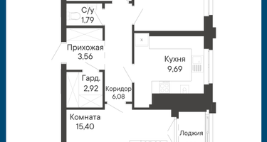 2-к. квартира, 56&nbsp;м²