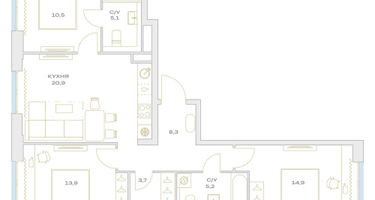 4-к. квартира, 82&nbsp;м²