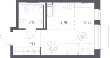 Студия, 21&nbsp;м²