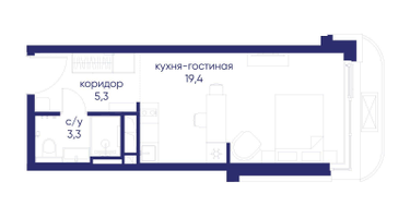 Студия, 28&nbsp;м²
