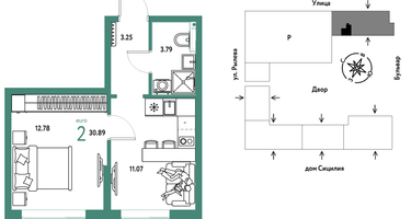 2-к. квартира, 30 м²