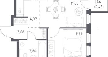 Студия, 32&nbsp;м²