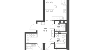 2-к. квартира, 61&nbsp;м²