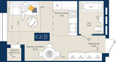 Студия, 27&nbsp;м²