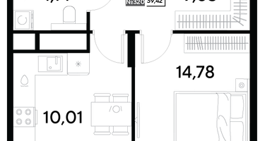 1-к. квартира, 39&nbsp;м²