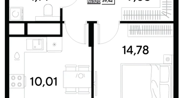 1-к. квартира, 39&nbsp;м²