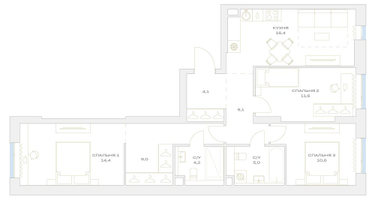 4-к. квартира, 80 м²