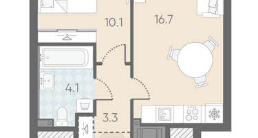 1-к. квартира, 34 м²