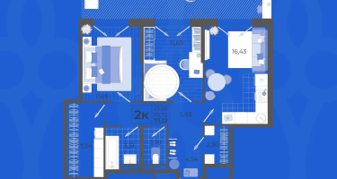 2-к. квартира, 65 м²