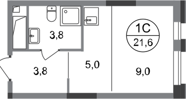 Студия, 21&nbsp;м²