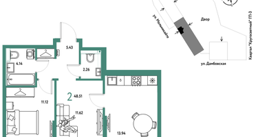 2-к. квартира, 48 м²
