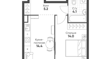 1-к. квартира, 37&nbsp;м²