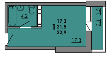 Студия, 22 м²