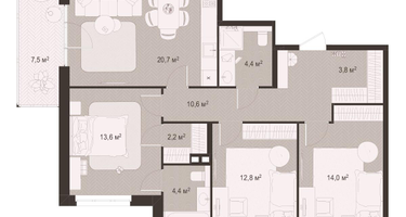 3-к. квартира, 94&nbsp;м²