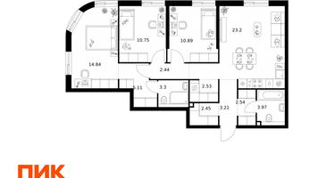 3-к. квартира, 85&nbsp;м²
