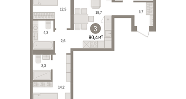 3-к. квартира, 80&nbsp;м²