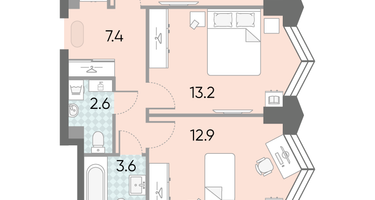 Студия, 59 м²