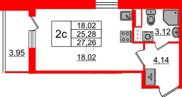 Студия, 25 м²