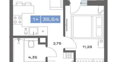 1-к. квартира, 35&nbsp;м²