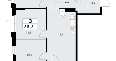 3-к. квартира, 70 м²