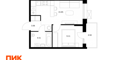 1-к. квартира, 33&nbsp;м²