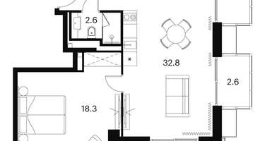 1-к. квартира, 62&nbsp;м²
