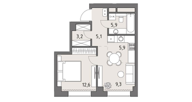 1-к. квартира, 42 м²