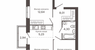 3-к. квартира, 53&nbsp;м²