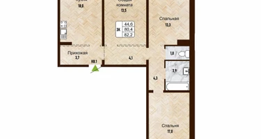 3-к. квартира, 82&nbsp;м²