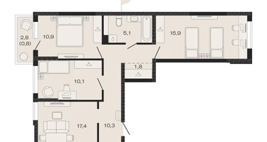 3-к. квартира, 74&nbsp;м²