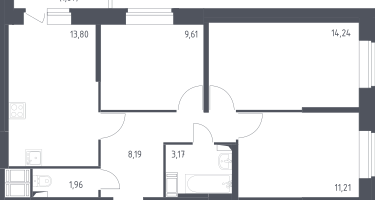 3-к. квартира, 64&nbsp;м²