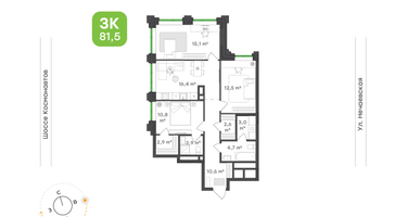 3-к. квартира, 81&nbsp;м²