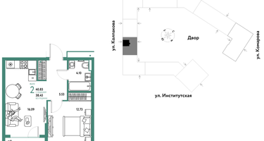 Студия, 40 м²