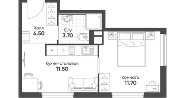 1-к. квартира, 31 м²