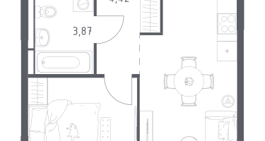 1-к. квартира, 34&nbsp;м²