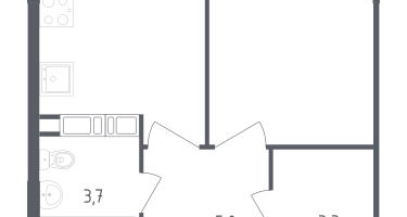1-к. квартира, 33&nbsp;м²
