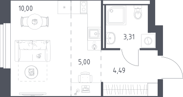 Студия, 22&nbsp;м²