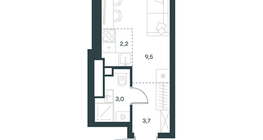 Студия, 18&nbsp;м²