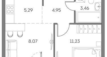Студия, 34 м²