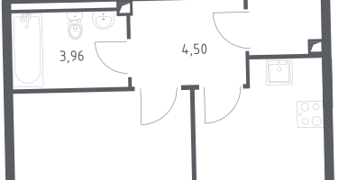 1-к. квартира, 34&nbsp;м²