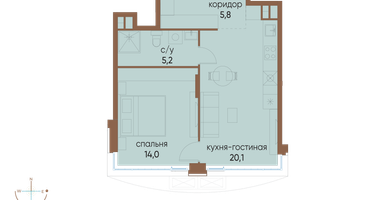 1-к. квартира, 45&nbsp;м²